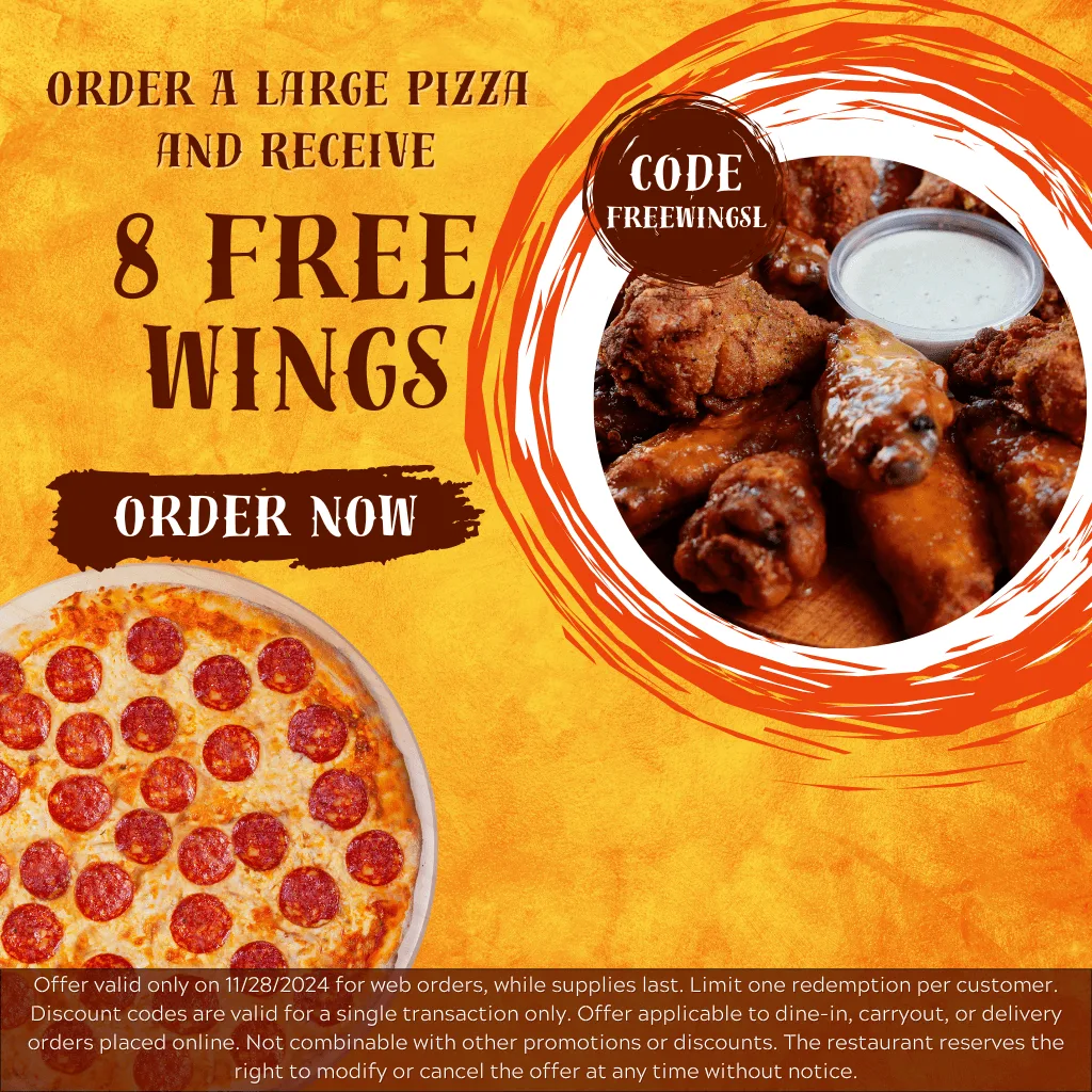 Get 8 Free Wings Promo Classic Pizza Deals. Best Classic Pizza.