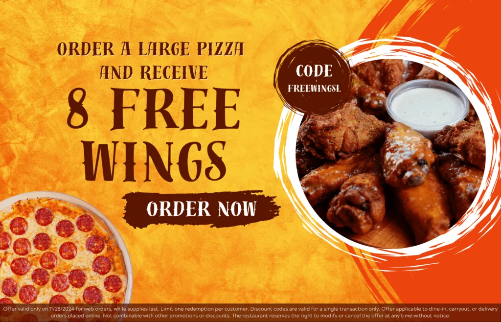 8 Free Wings Promo. Classic Pizza Deals. Best Pizza In Santa monica.